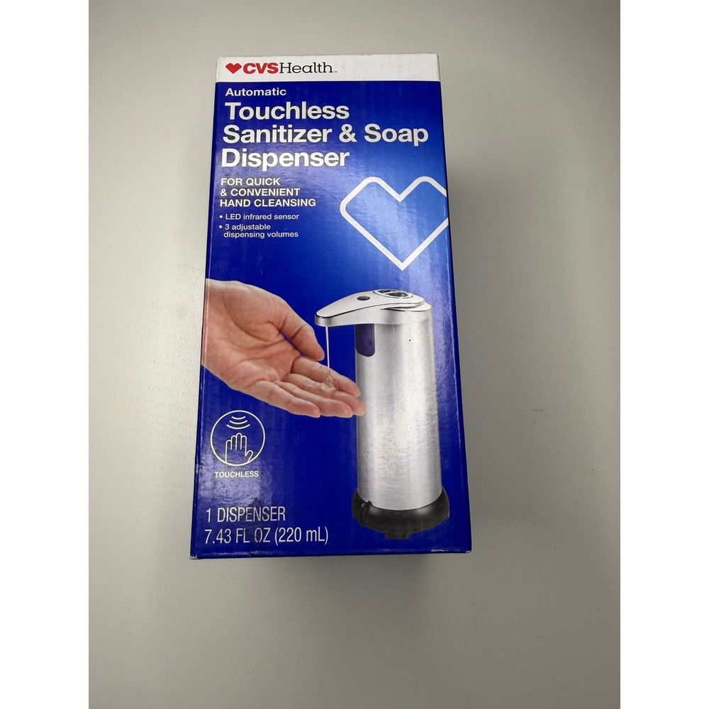 CVS Health Automatic Touchless Sanitizer & Soap Dispenser Stainless Steel 220mL